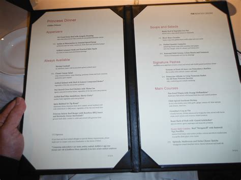 golden princess dining menu.